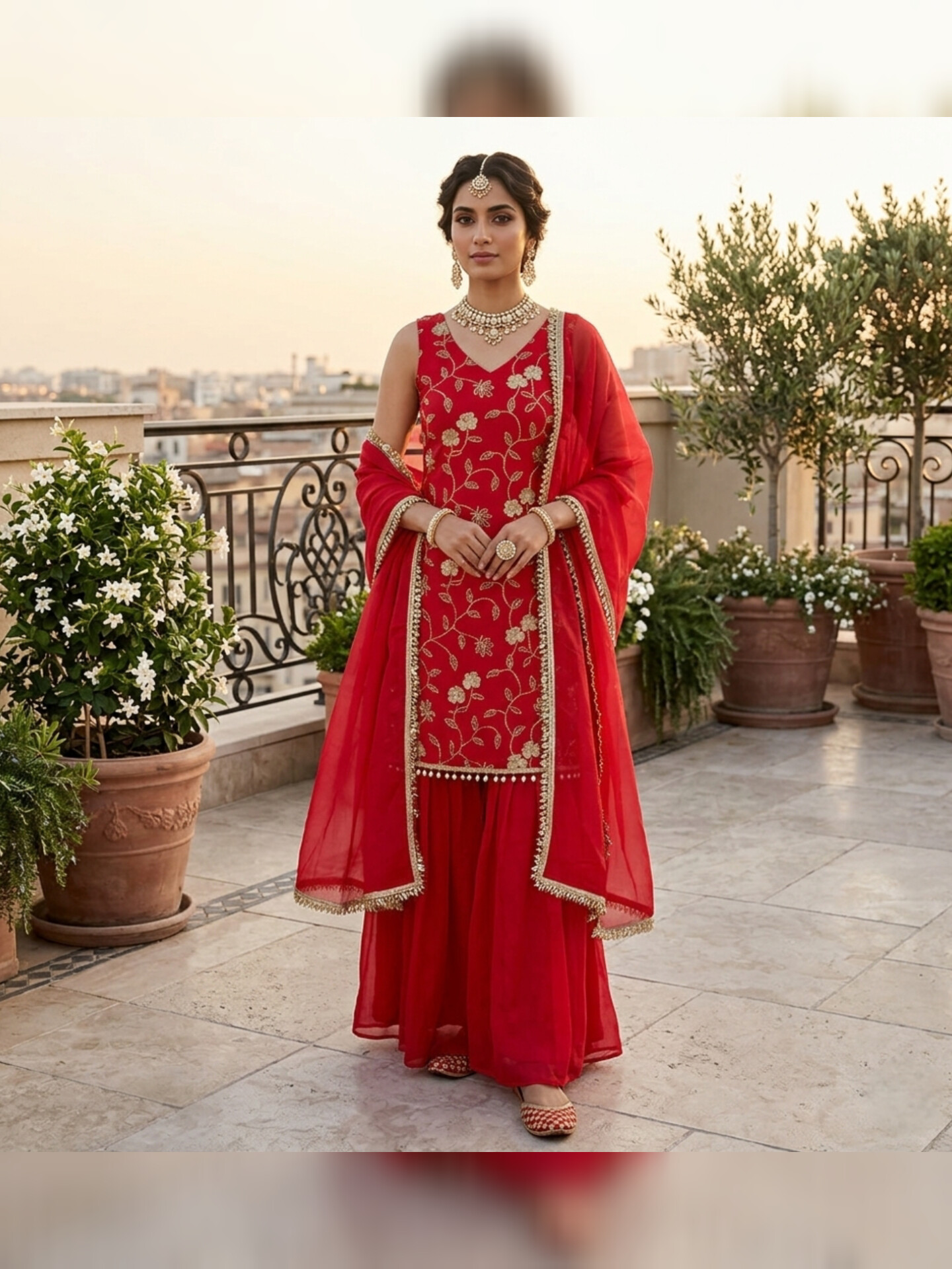 Red kurti Sharara